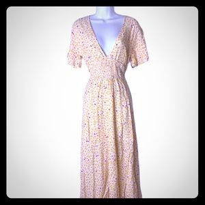 FREE PEOPLE IN BLOOM SMOCKED WAIST MIDI DRESS